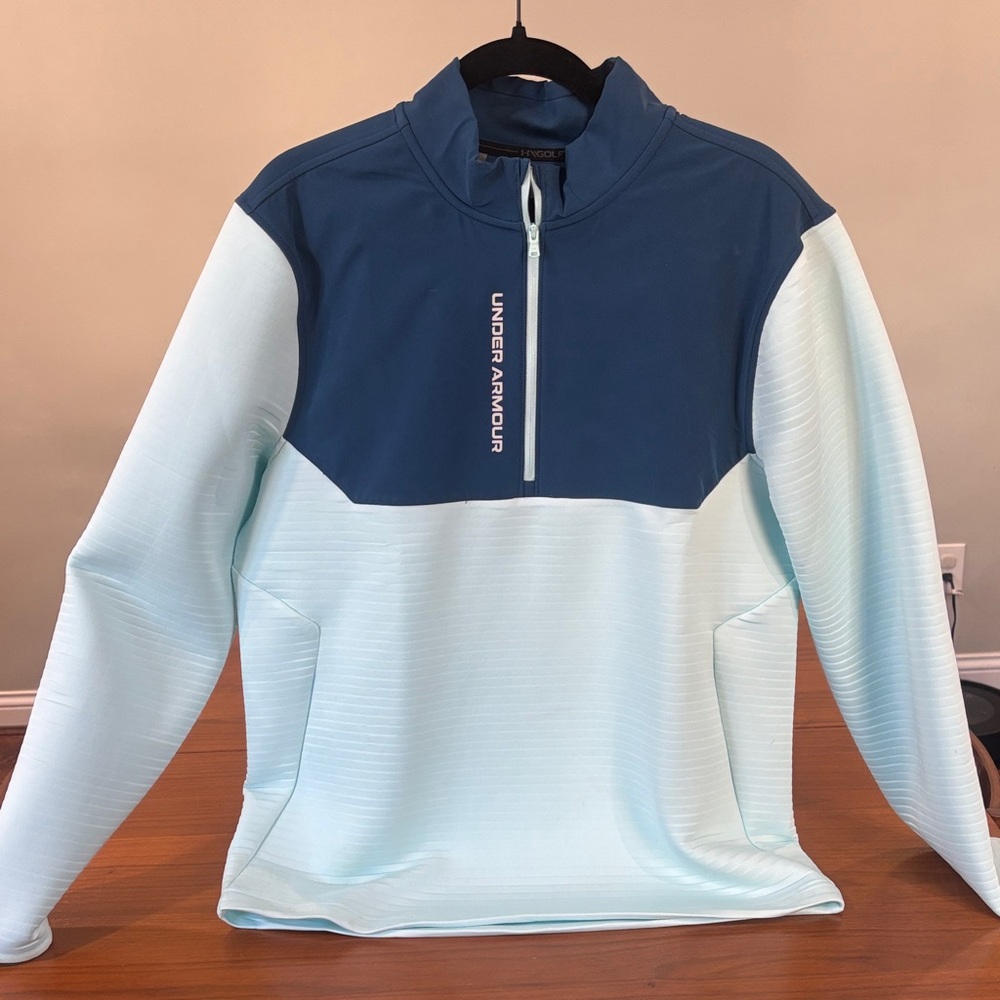 Under Armour Navy and Light Blue Quarter-Zip - Picture 3 of 4
